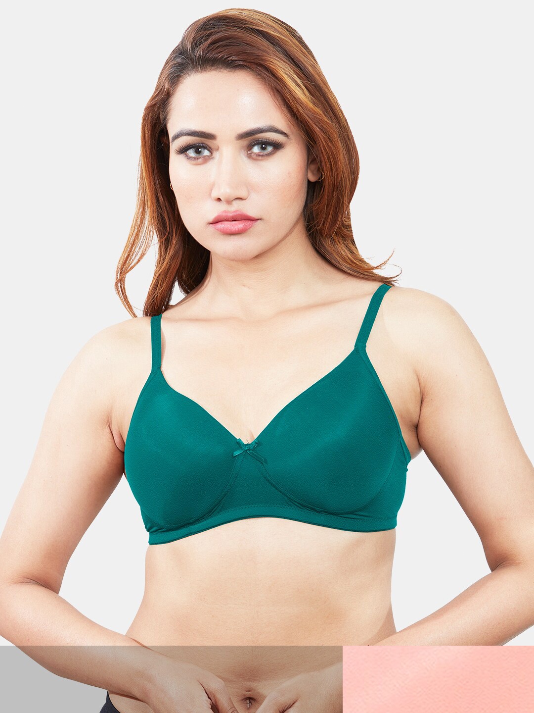 

Sonari Pack Of 2 Green & Peach-Coloured Lightly Padded Bra