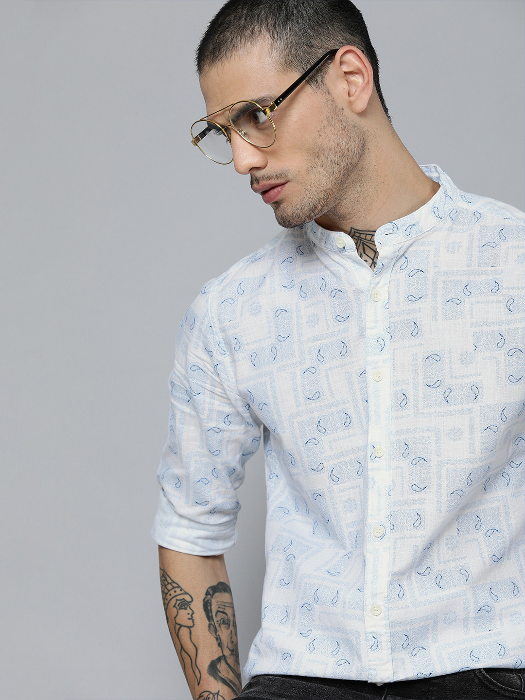

Flying Machine Men Off White Standard Slim Fit Printed Pure Cotton Casual Shirt