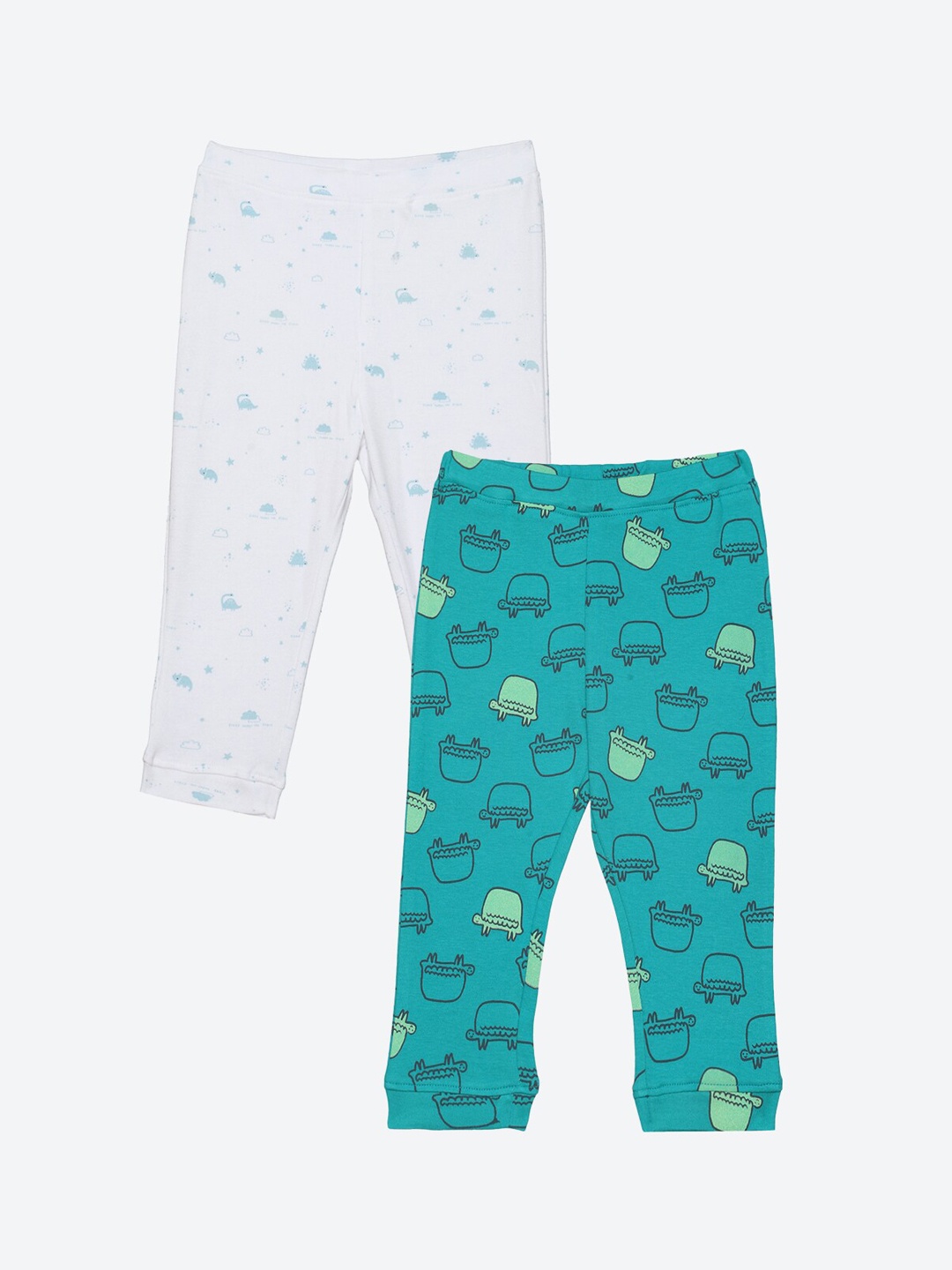 

YK Baby Infants Boys Pack of 2 All Over Turles & Dinos Printed Track Pants, Green