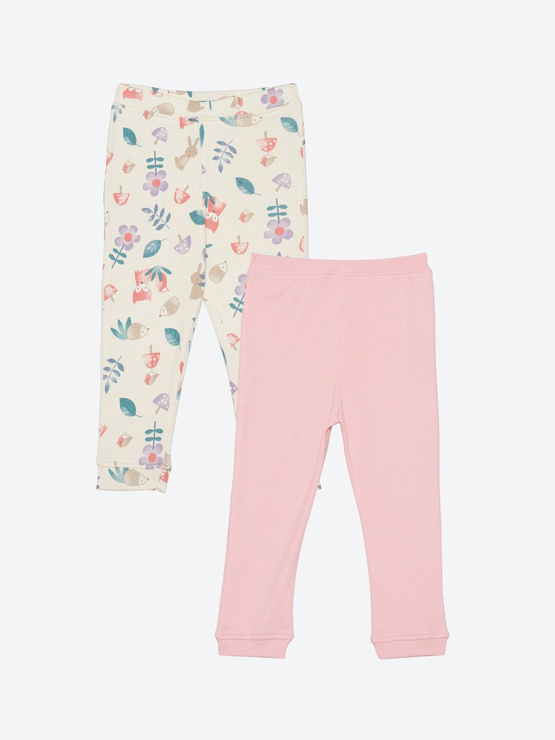 

YK Baby Infants Girls Pack of 2 Off-White & Pink Floral Printed Joggers