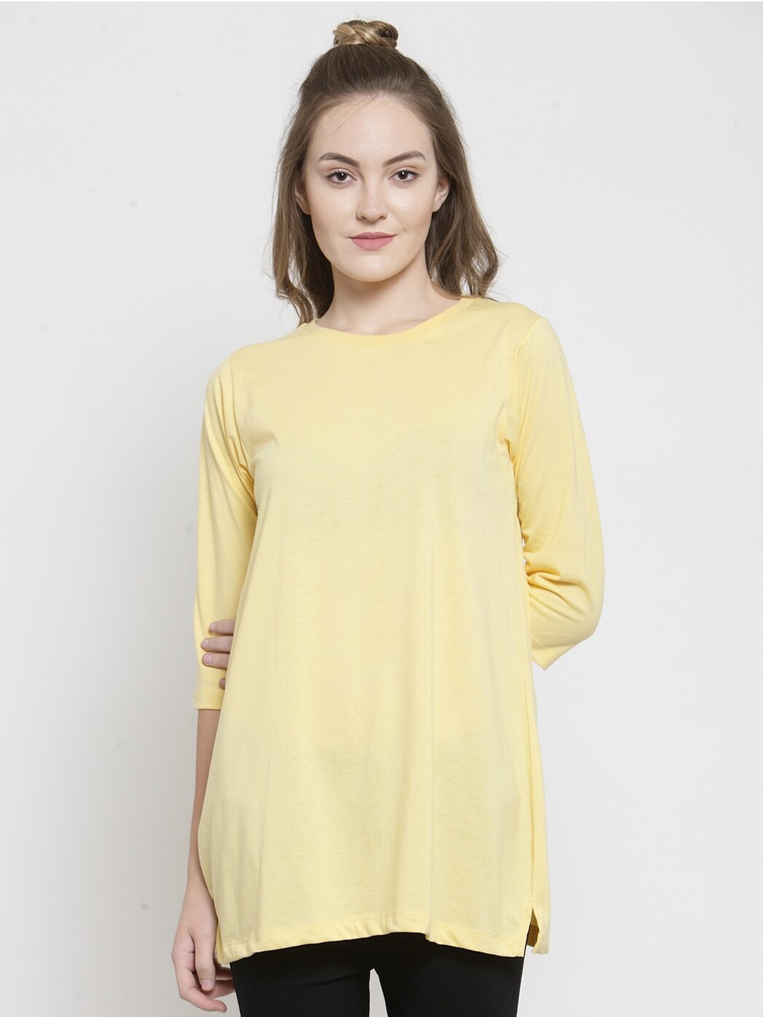 

Kalt Women Yellow Pure Cotton Tunic