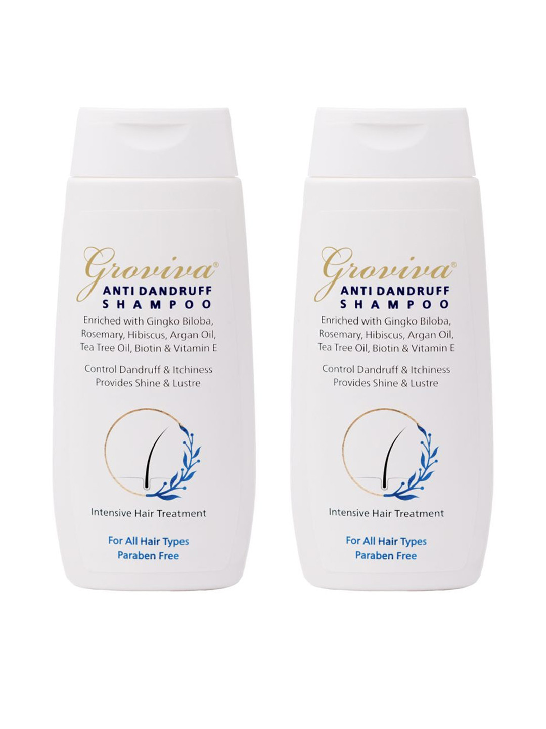 

Groviva Set Of 2 Anti-Dandruff Paraben Free Shampoo 200ml, Transparent