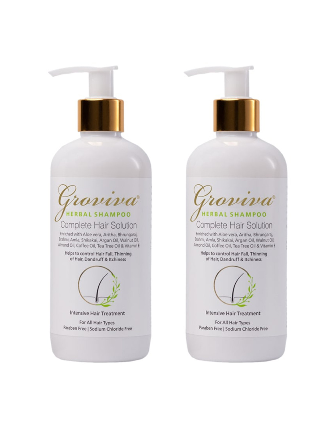 

Groviva Set Of 2 Complete Hair Solution Herbal Shampoo 600ml, Transparent