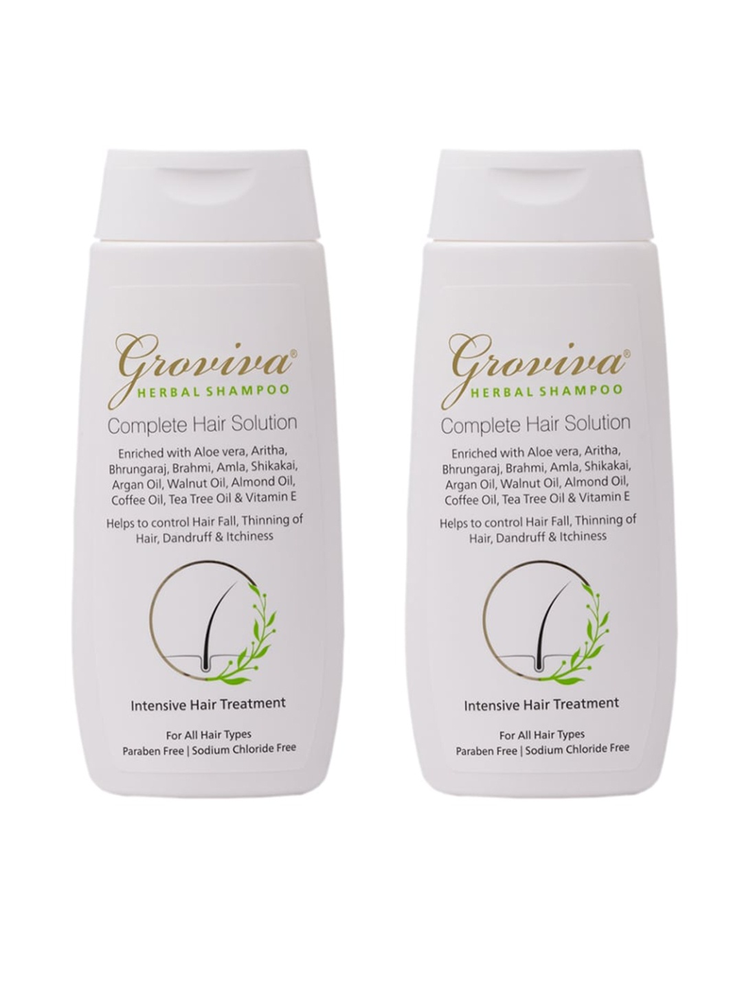 

Groviva Set Of 2 Complete Hair Solution Herbal Shampoo 200ml, Transparent
