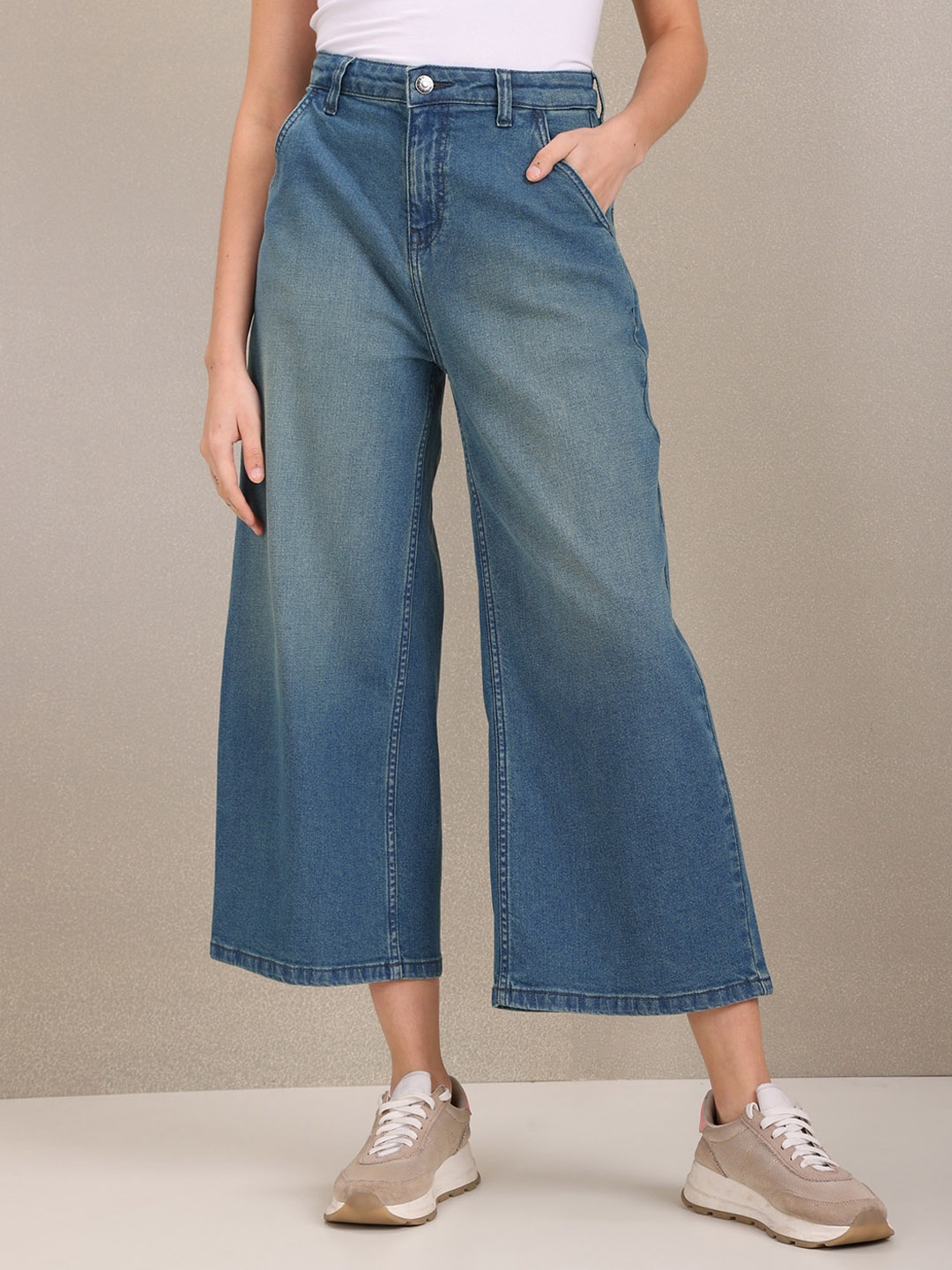

U S Polo Assn Women Blue Wide Leg Light Fade Stretchable Jeans