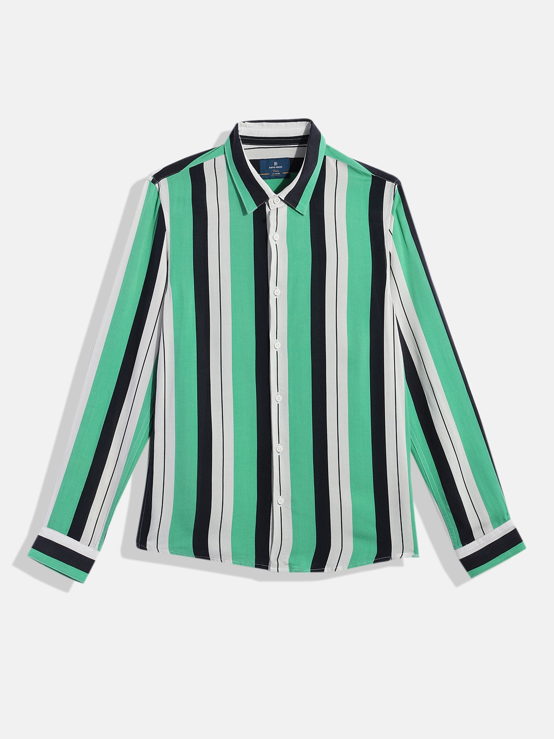 

Bene Kleed Boys Striped Standard Slim Fit Casual Shirt, Green