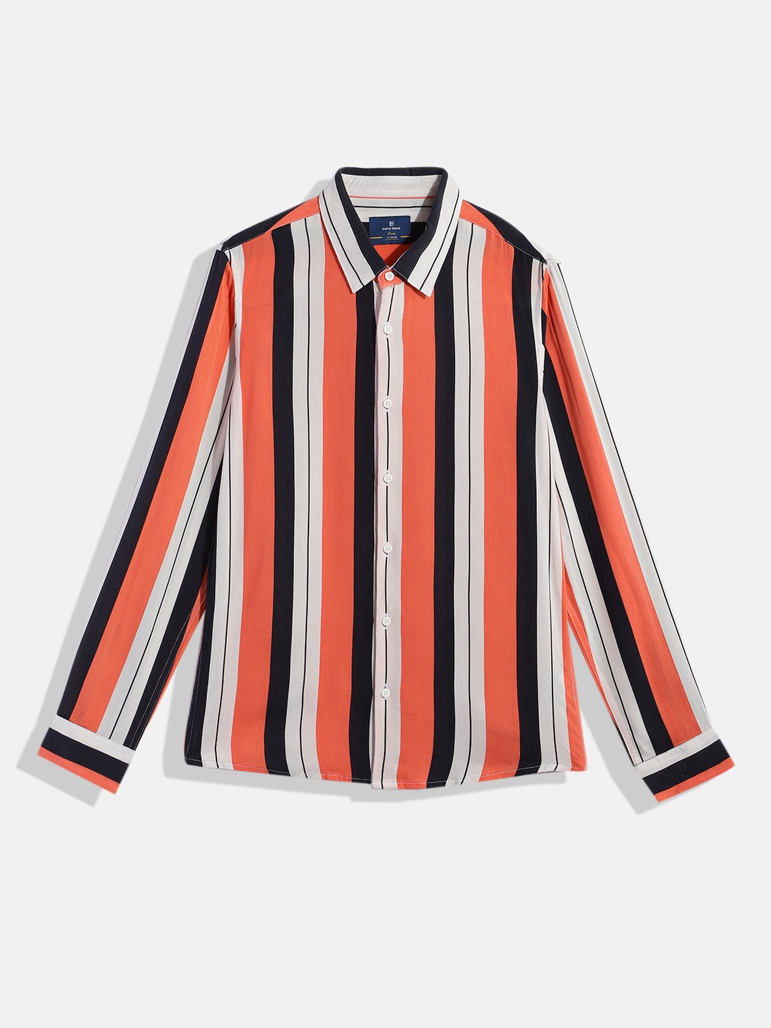 

Bene Kleed Boys Standard Slim Fit Striped Casual Shirt, Orange