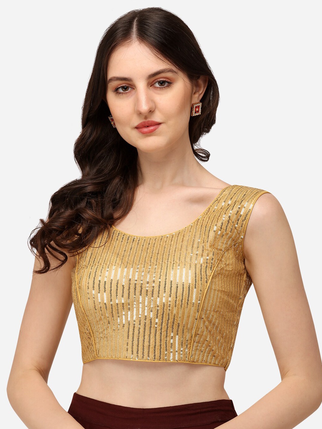 

Fab Dadu Beige Sequinned Georgette Saree Blouse