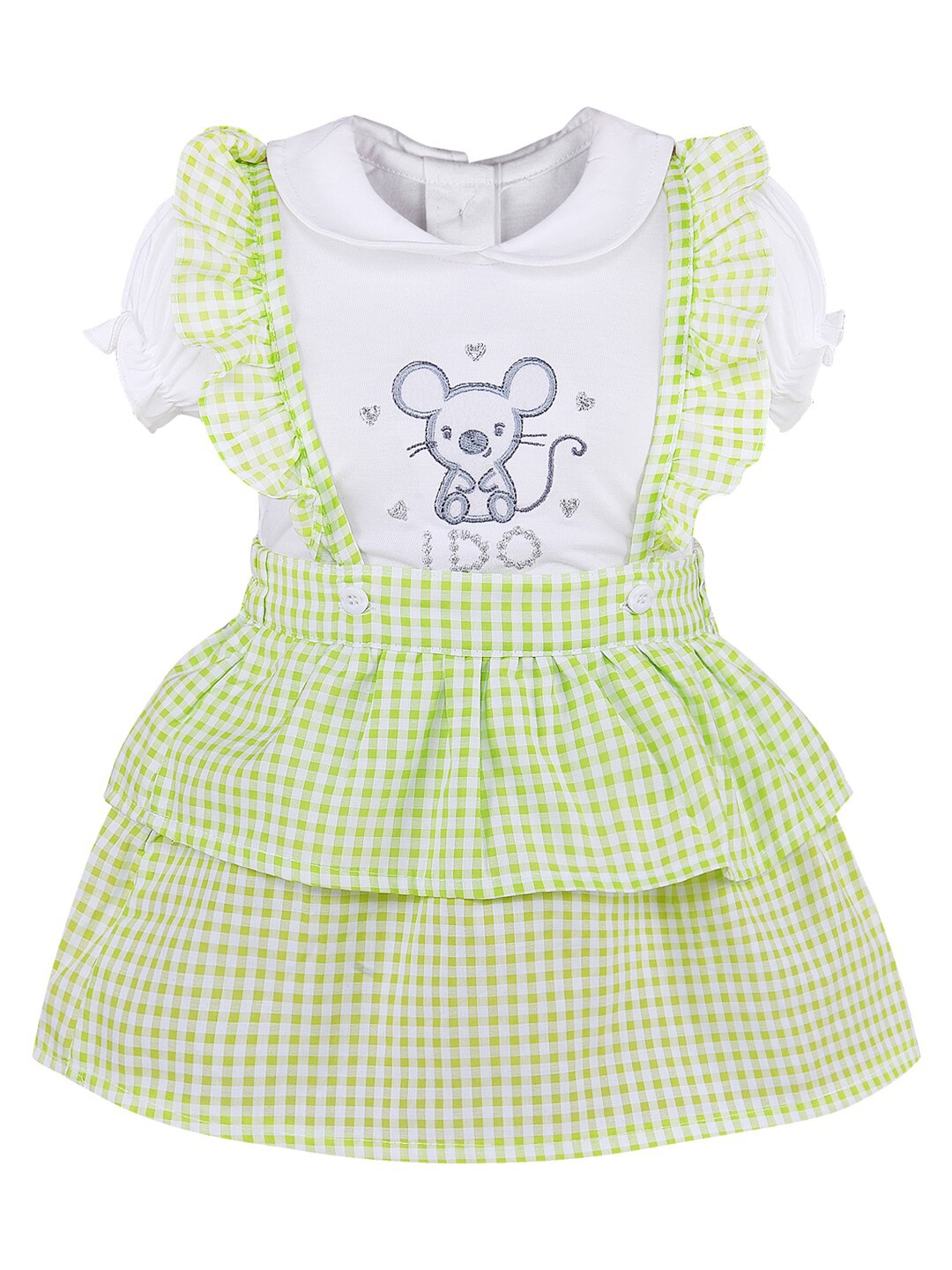 

Wish Karo Girls Green & White T-shirt with Skirt