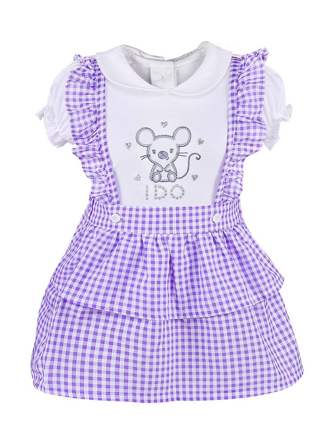 

Wish Karo Girls Purple & White T-shirt with Skirt