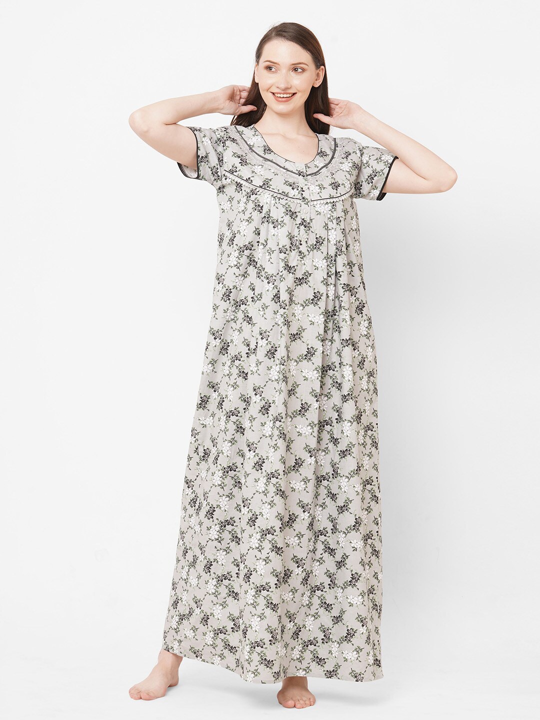 

Sweet Dreams Grey Printed Maxi Nightdress