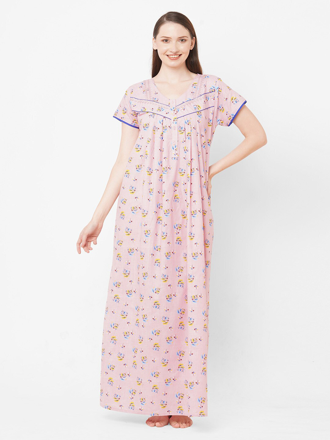 

Sweet Dreams Women Pink Printed Maxi Nightdress