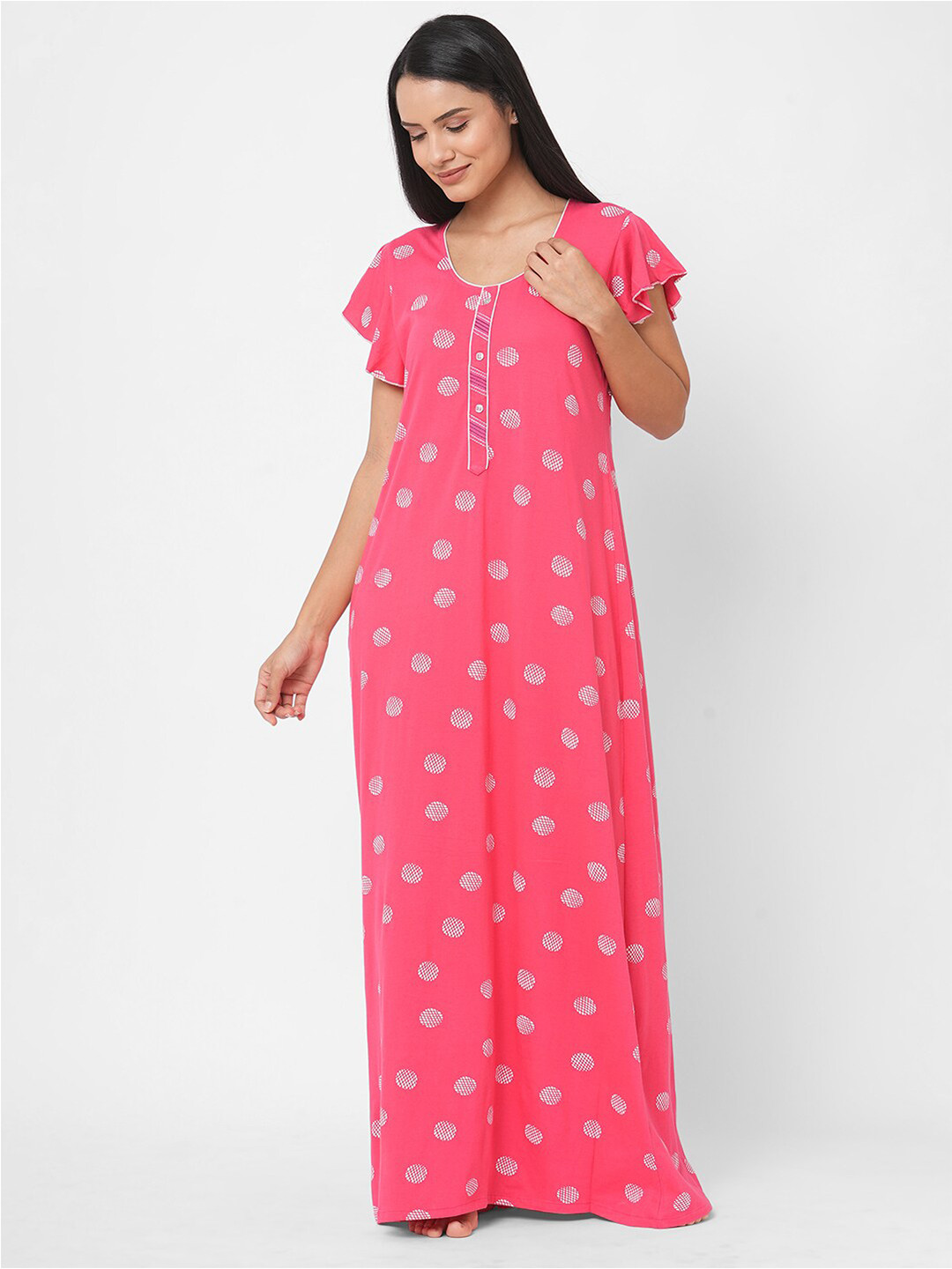 

Sweet Dreams Women Pink Printed Maxi Nightdress