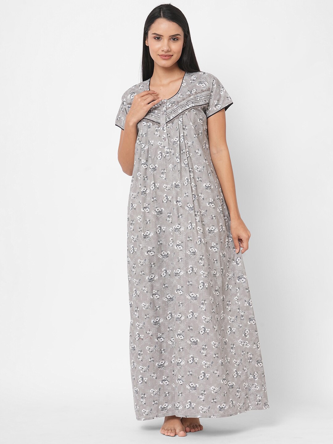 

Sweet Dreams Grey Printed Maxi Nightdress