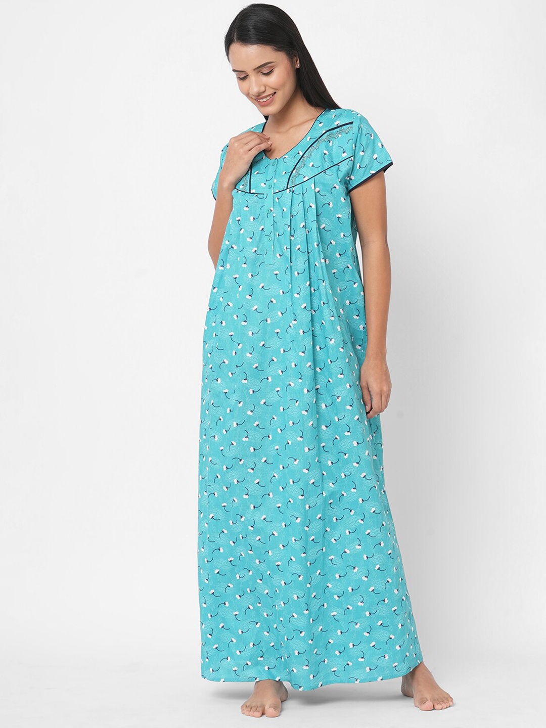 

Sweet Dreams Blue Printed Maxi Nightdress