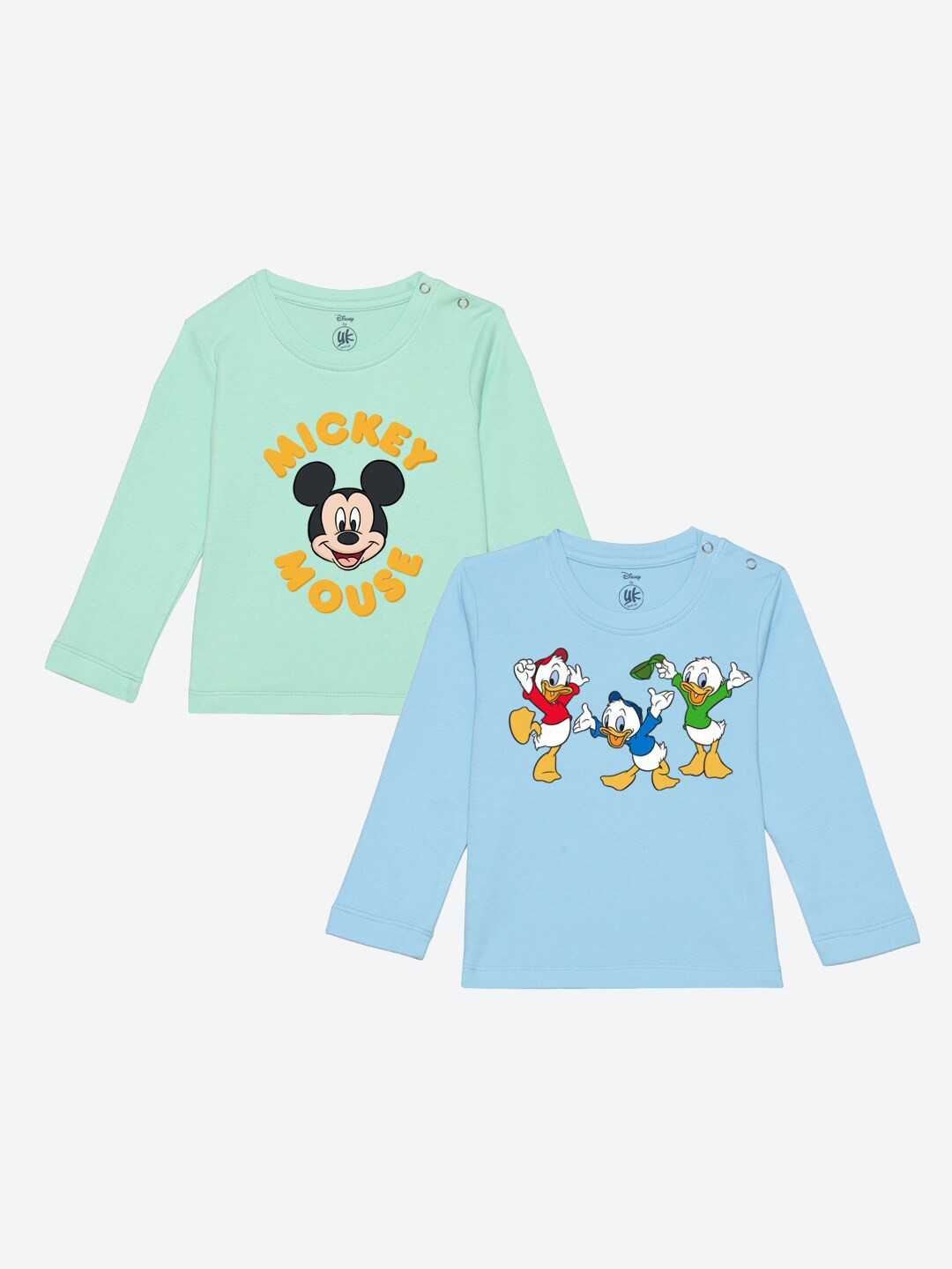 

YK Disney Infant Boys Pack of 2 Mickey Mouse & Donald Duck Printed T-shirts, Green