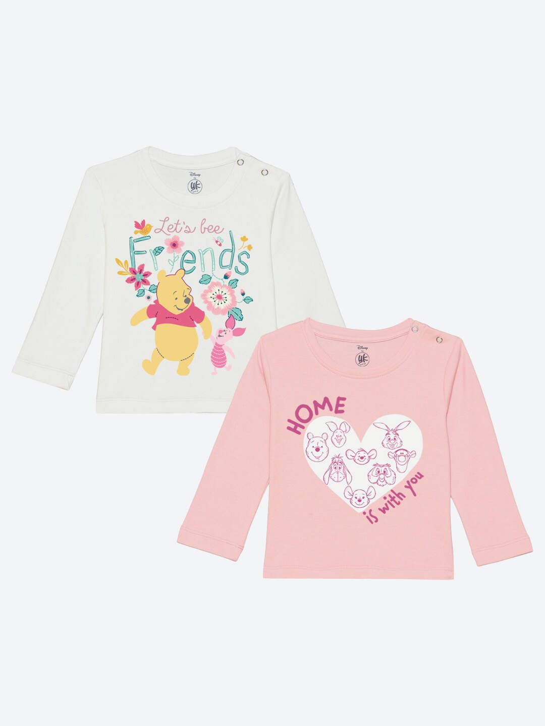 

YK Disney Infant Girls Pack of 2 Winnie The Pooh Printed T-shirt, White