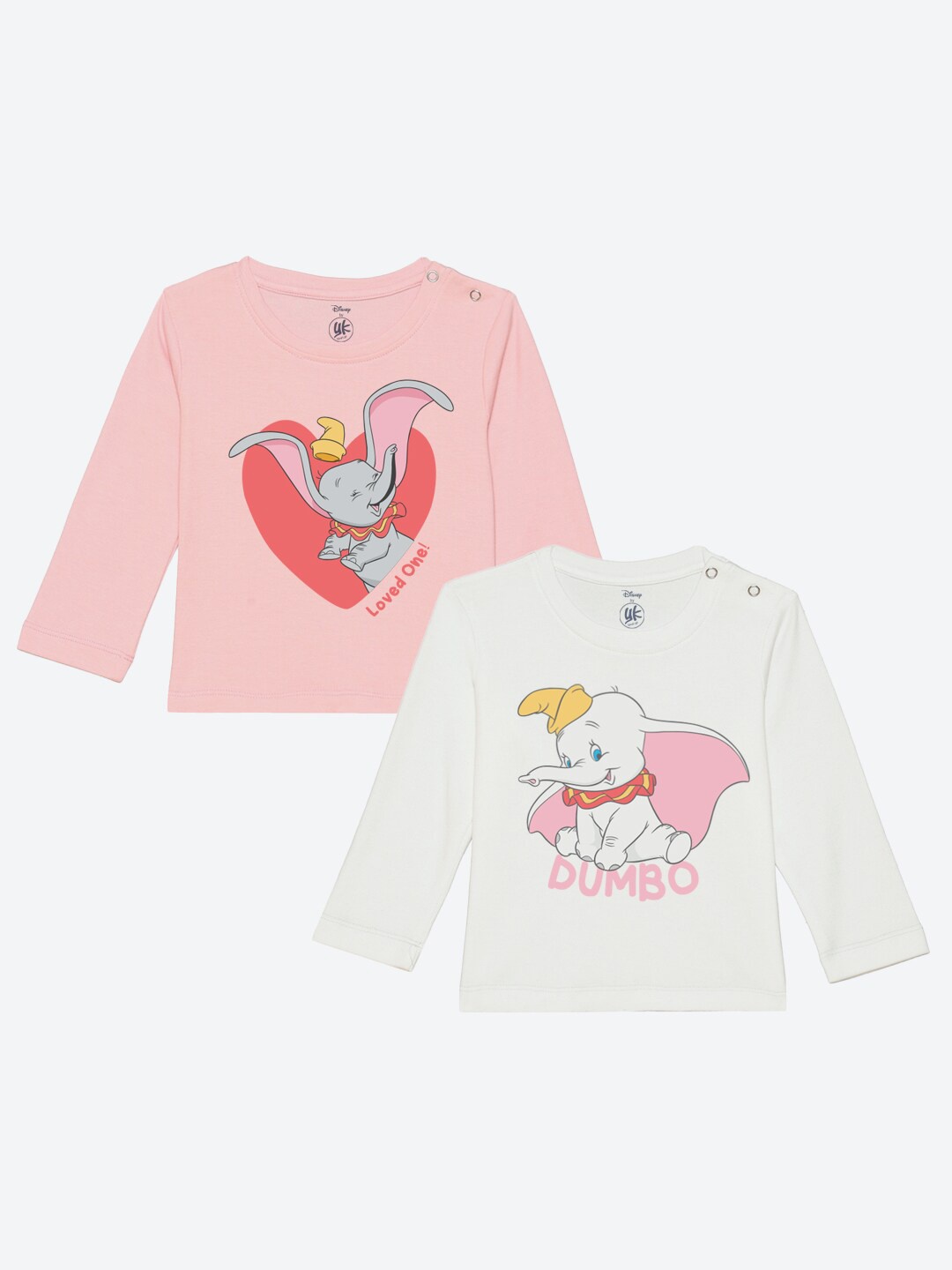 

YK Disney Infant Girls Pack of 2 Dumbo Printed T-shirts, Pink