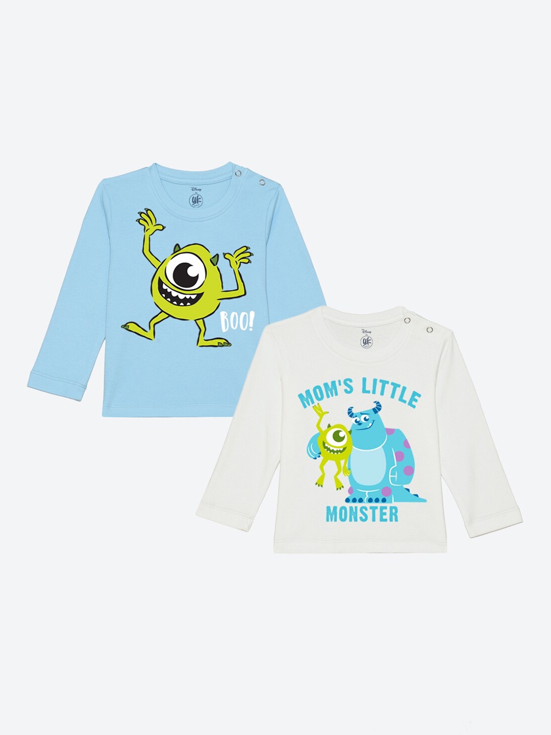 

YK Disney Infant Boys Pack of 2 Monsters Inc. & Typography Printed T-shirts, Blue