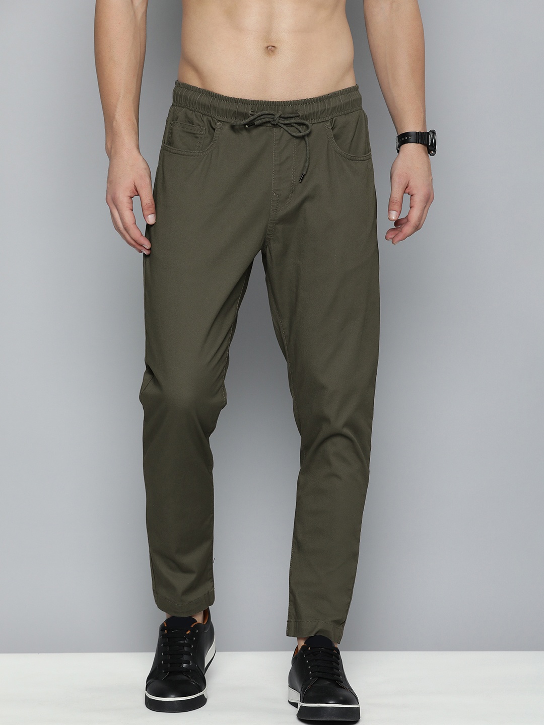 

Flying Machine Men Comfort Slim Fit Chinos Trousers, Olive