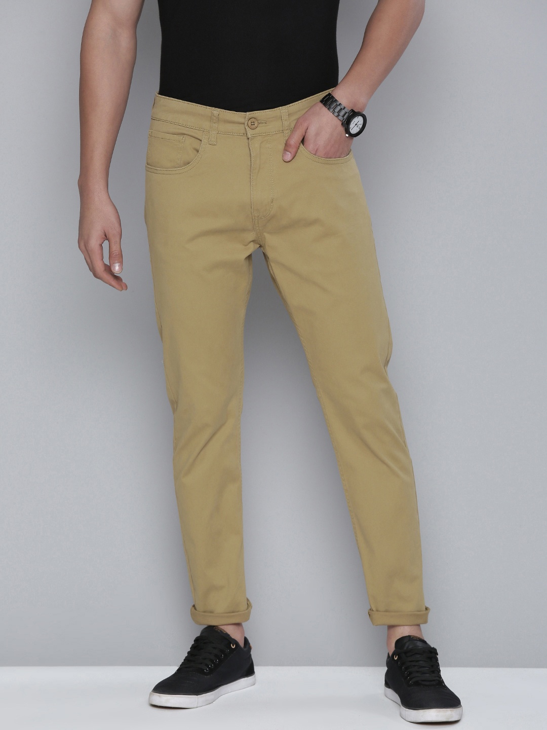 

Flying Machine Men Khaki Comfort Slim Fit Chinos Trousers