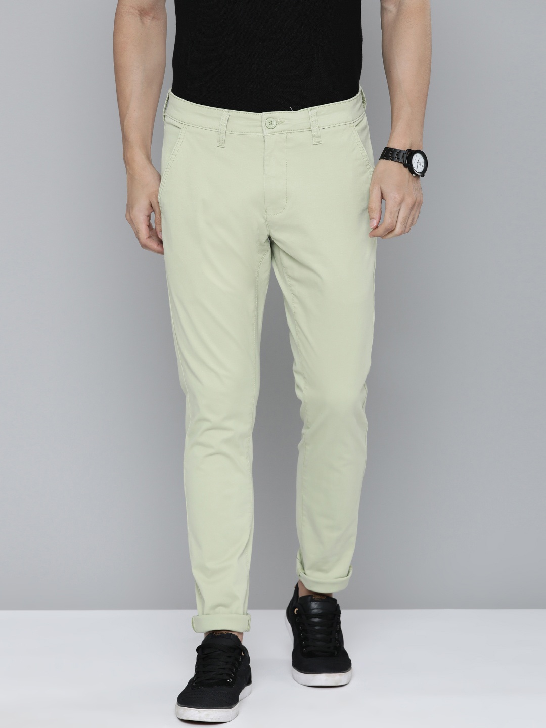 

Flying Machine Men Green Comfort Slim Fit Chinos Trousers