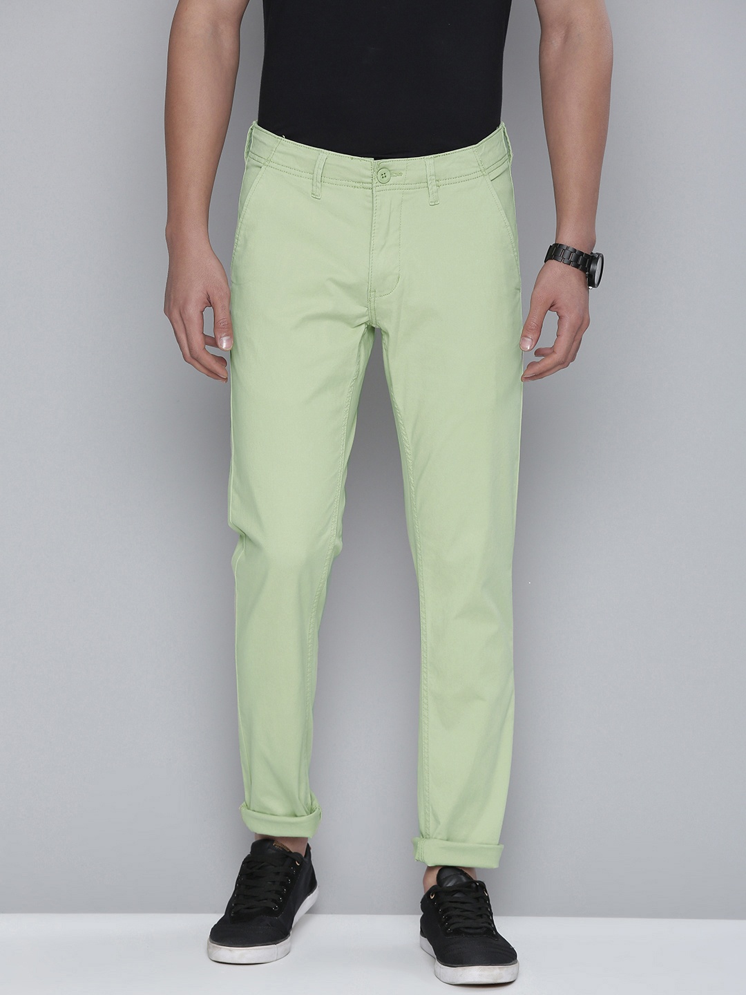

Flying Machine Men Green Comfort Slim Fit Chinos Trousers