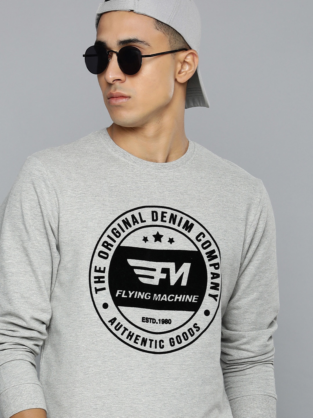 

Flying Machine Men Grey Printed Sweatshirt