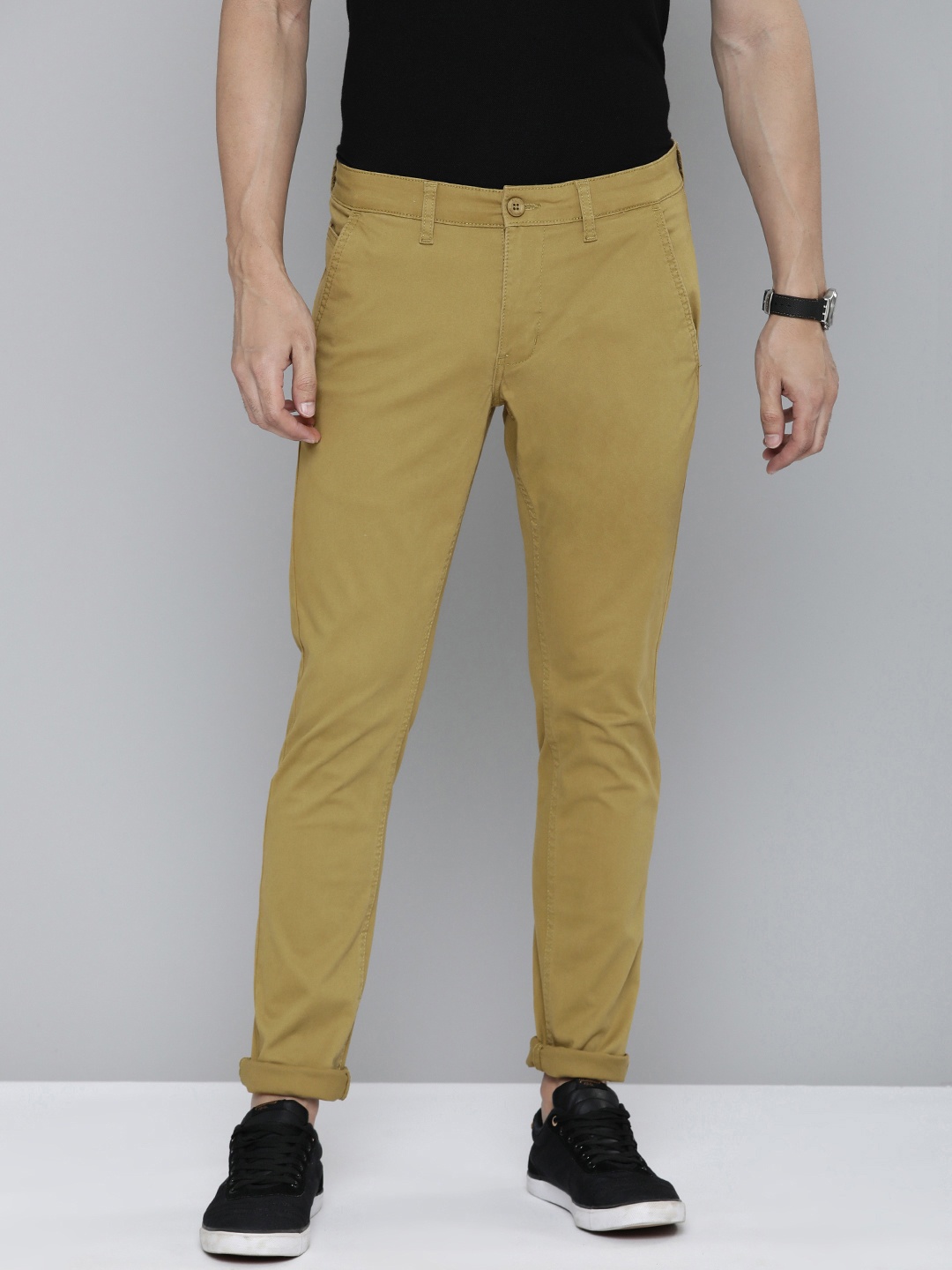 

Flying Machine Men Khaki Comfort Slim Fit Chinos Trousers