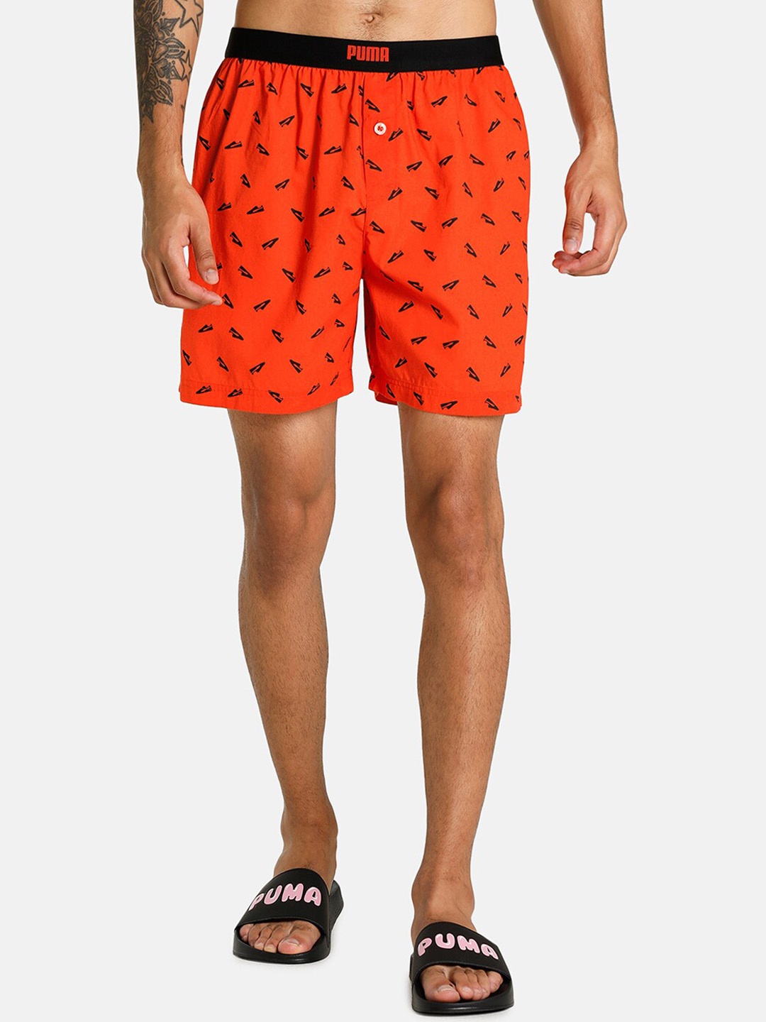 

PUMA Men Red Woven AOP Printed Boxer