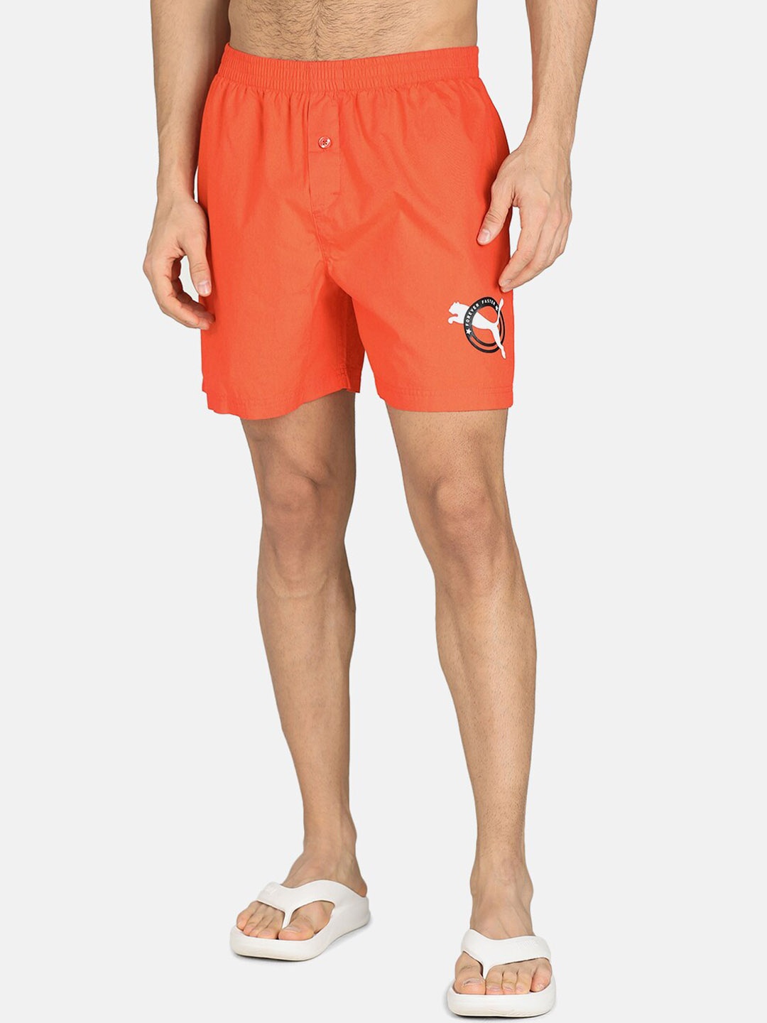 

Puma Men Orange Solid Woven Boxer