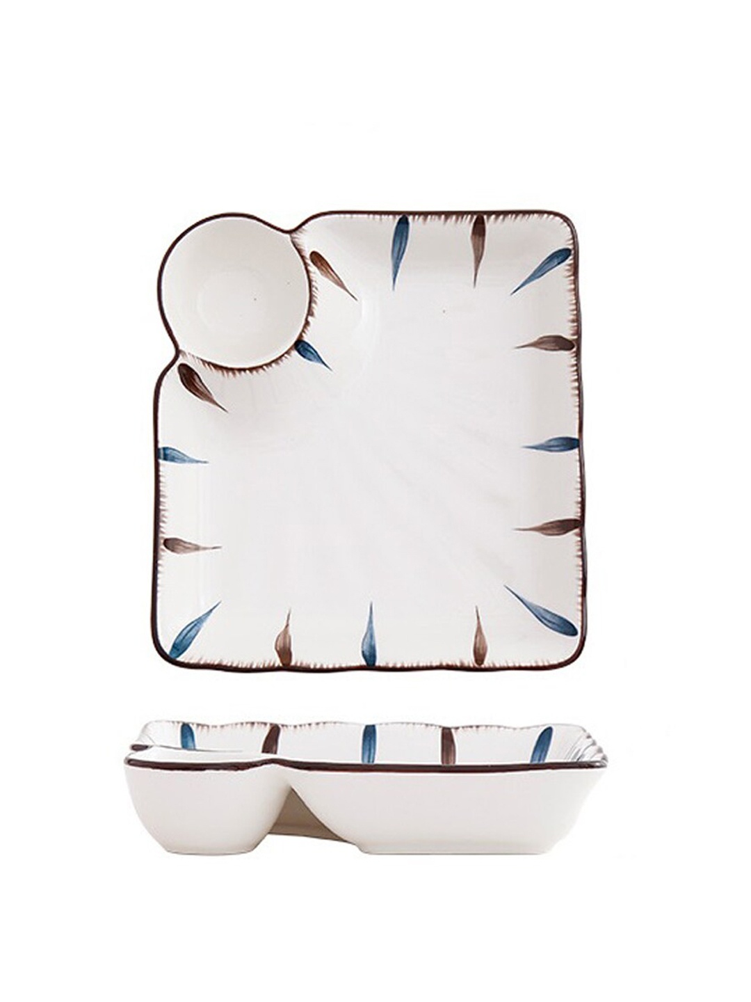 

MARKET99 Off-White Printed Ceramic Serve ware Dish Plates