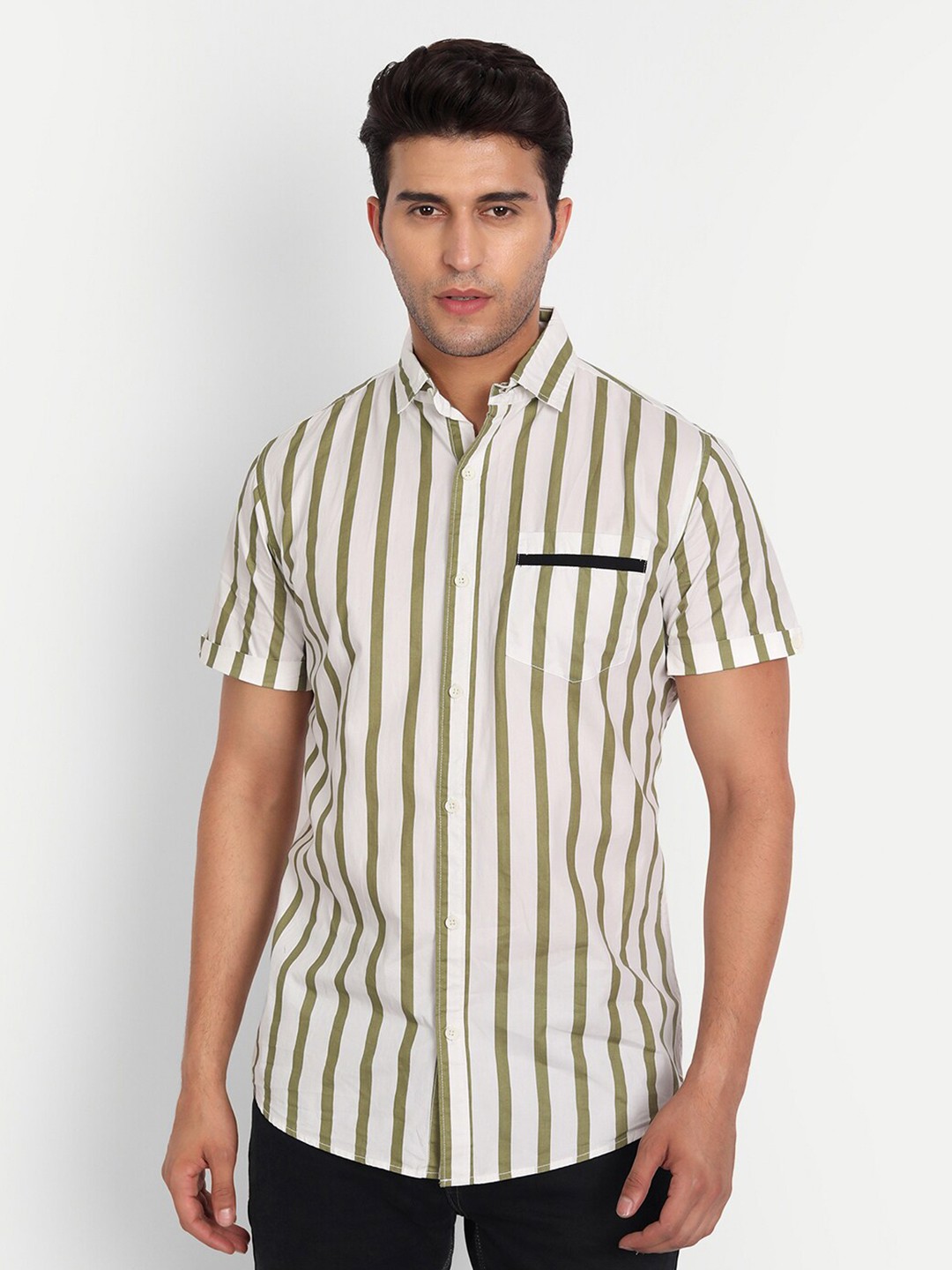 

DEZANO Men Striped Casual Shirt, Beige