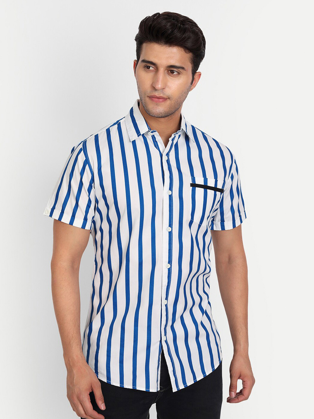 

DEZANO Men Comfort Striped Casual Shirt, Blue