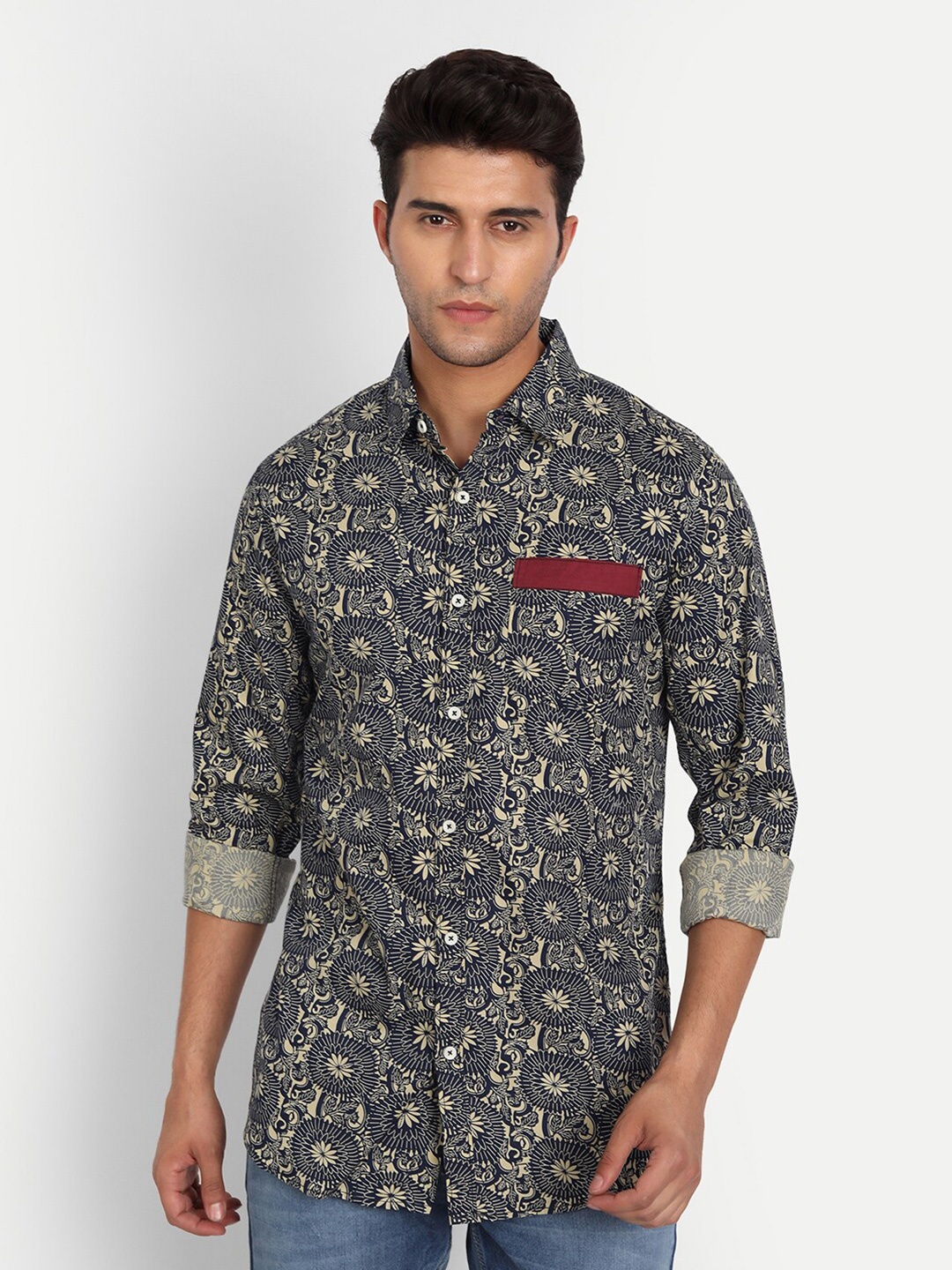 

DEZANO Men Comfort Floral Printed Casual Shirt, Yellow