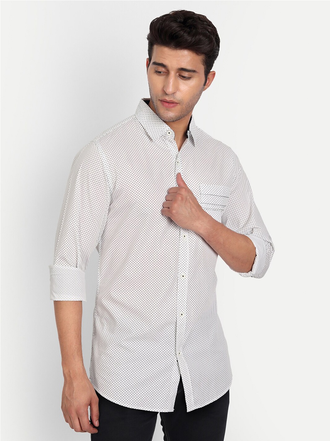 

DEZANO Men Comfort Printed Casual Shirt, White