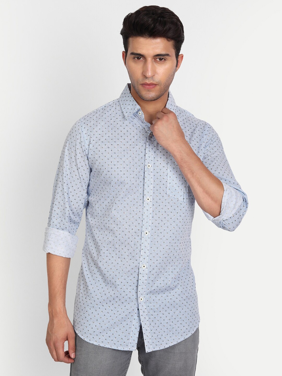 

DEZANO Men Comfort Regular Fit Printed Casual Shirt, Blue