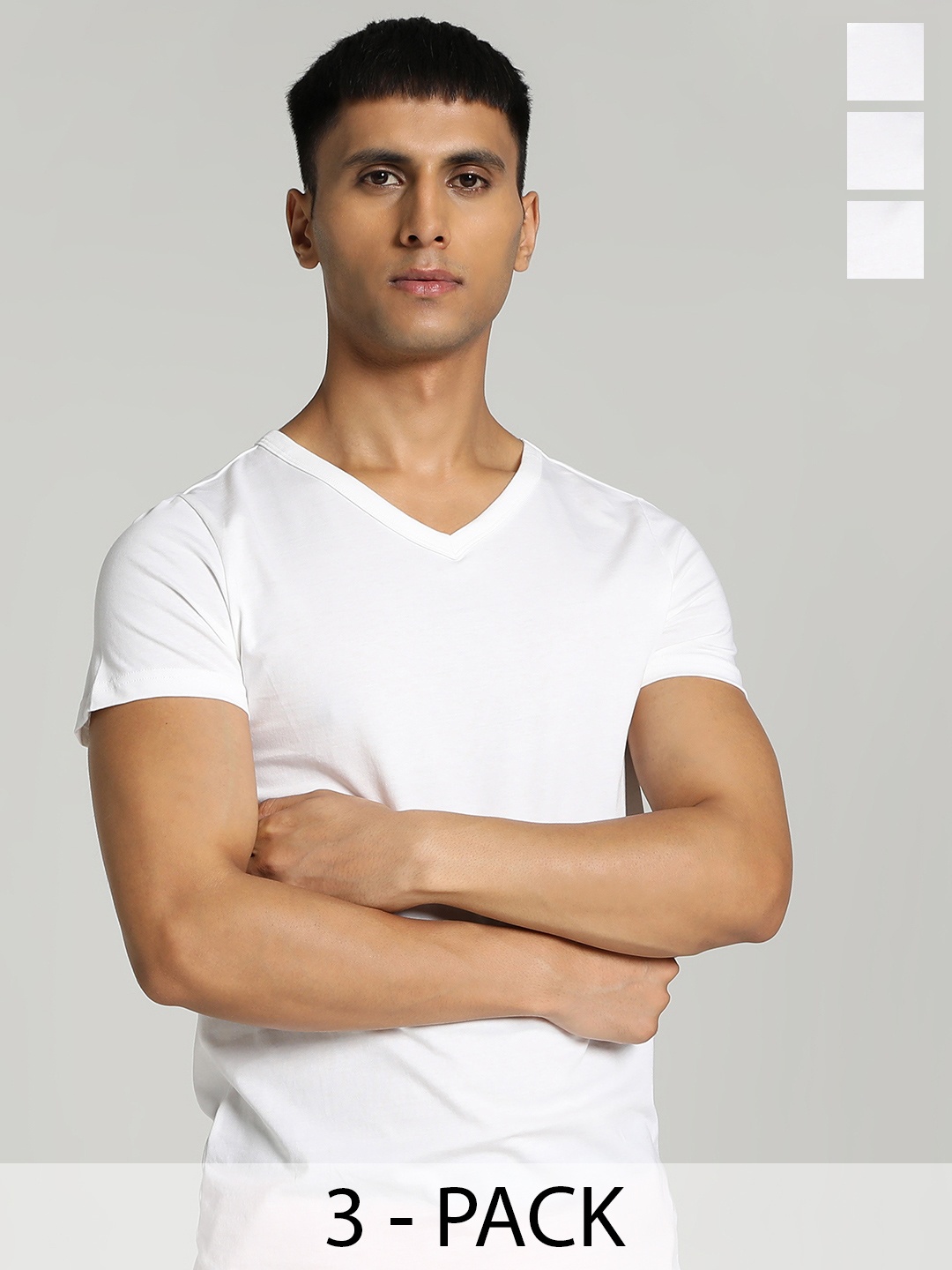 

Puma Pack Of 3 V-Neck Cotton Basic Innerwear Vests, White