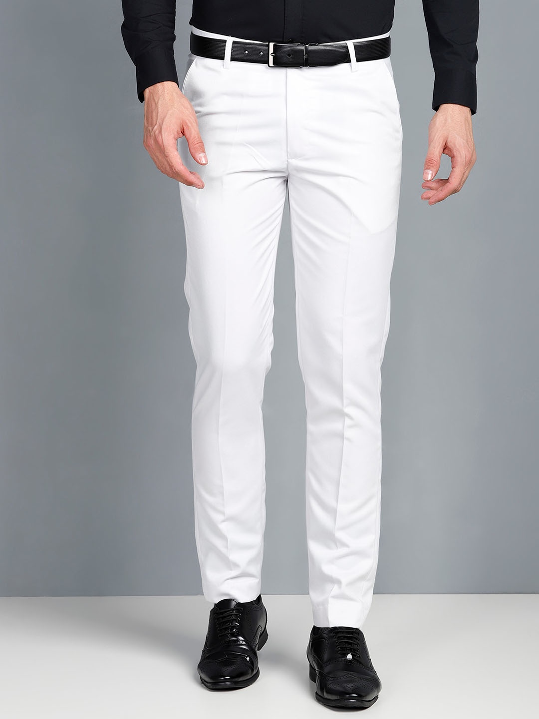 

Cyphus Men White Smart Slim Fit Chinos Trousers