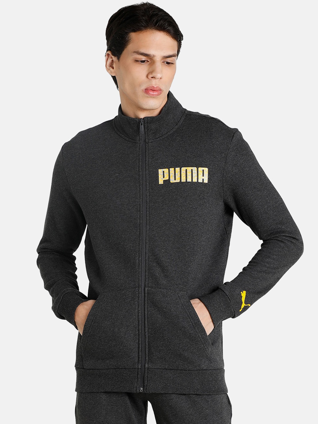 

Puma Men Slim Fit Solid Brand Logo Sweatshirt, Grey