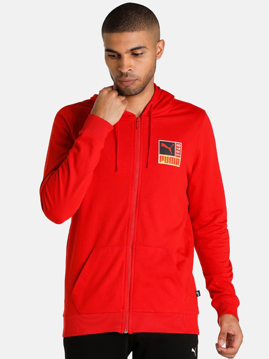 

Puma Men Red Hooded Slim Fit Outdoor Sporty Jacket