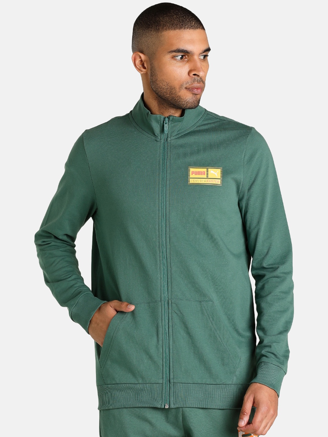 

Puma Men Green Longline Slim Fit Outdoor Sporty Jacket