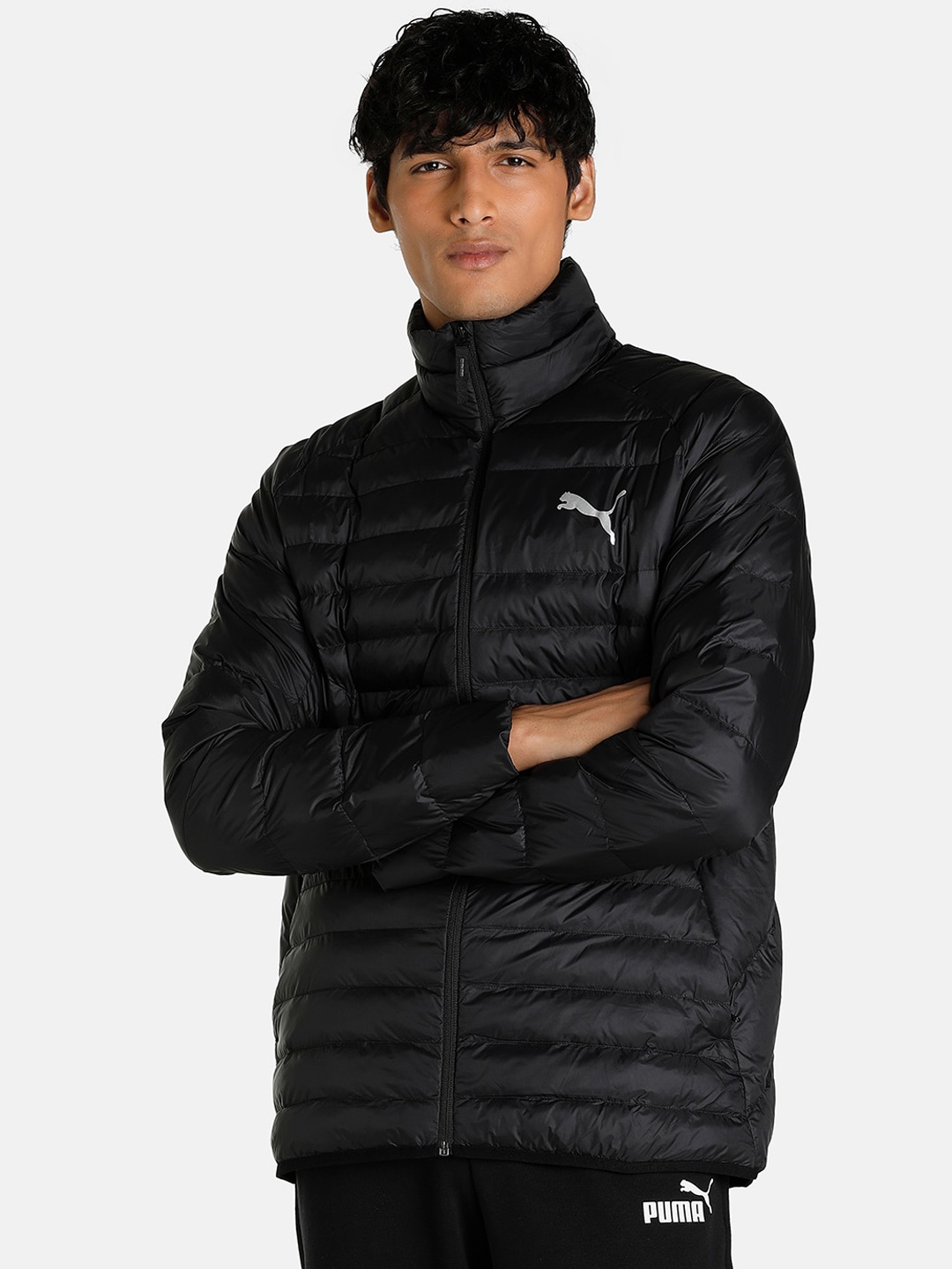 

Puma Men Black Longline Outdoor Slim Fit Puffer Jacket