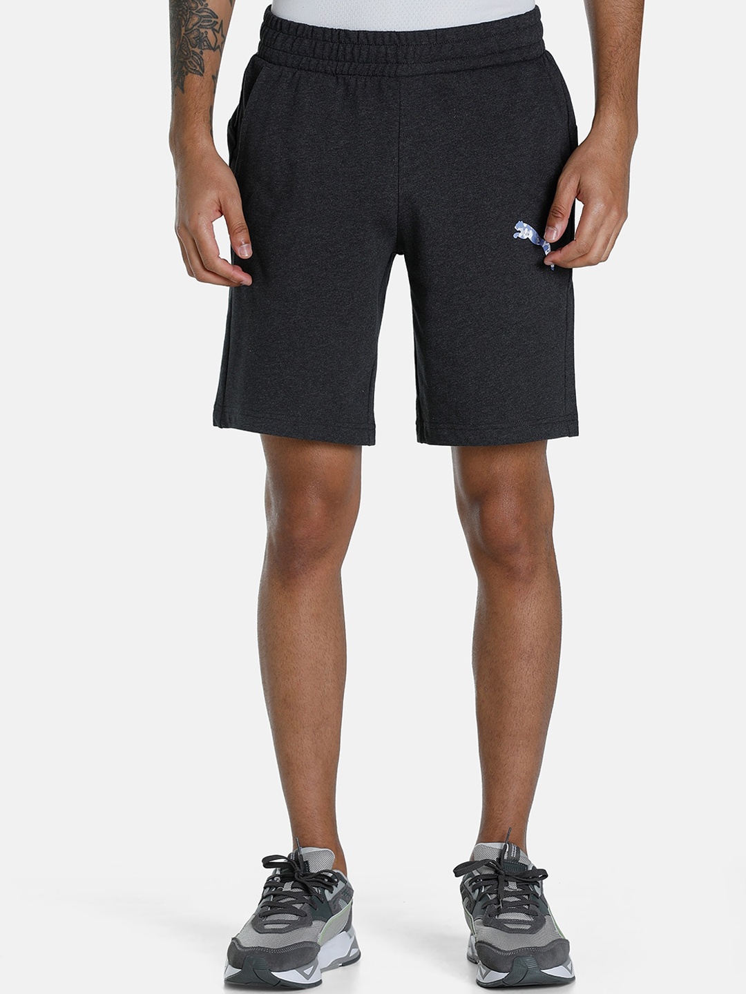 

Puma Men Grey Knitted Cat Logo Shorts