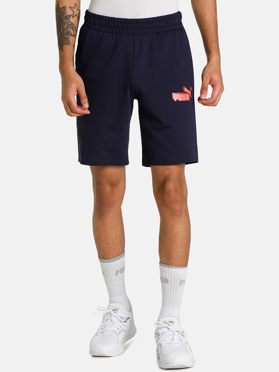 

Puma Men Blue Knitted Outdoor Sports Shorts