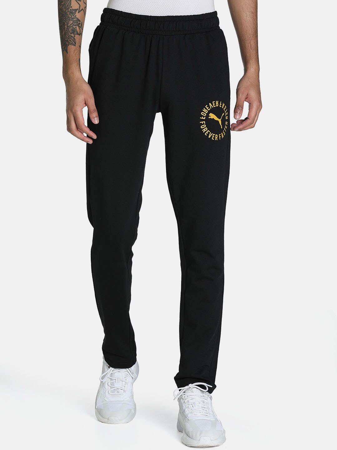 

Puma Men Graphic Slim Fit Cotton Track Pants, Black