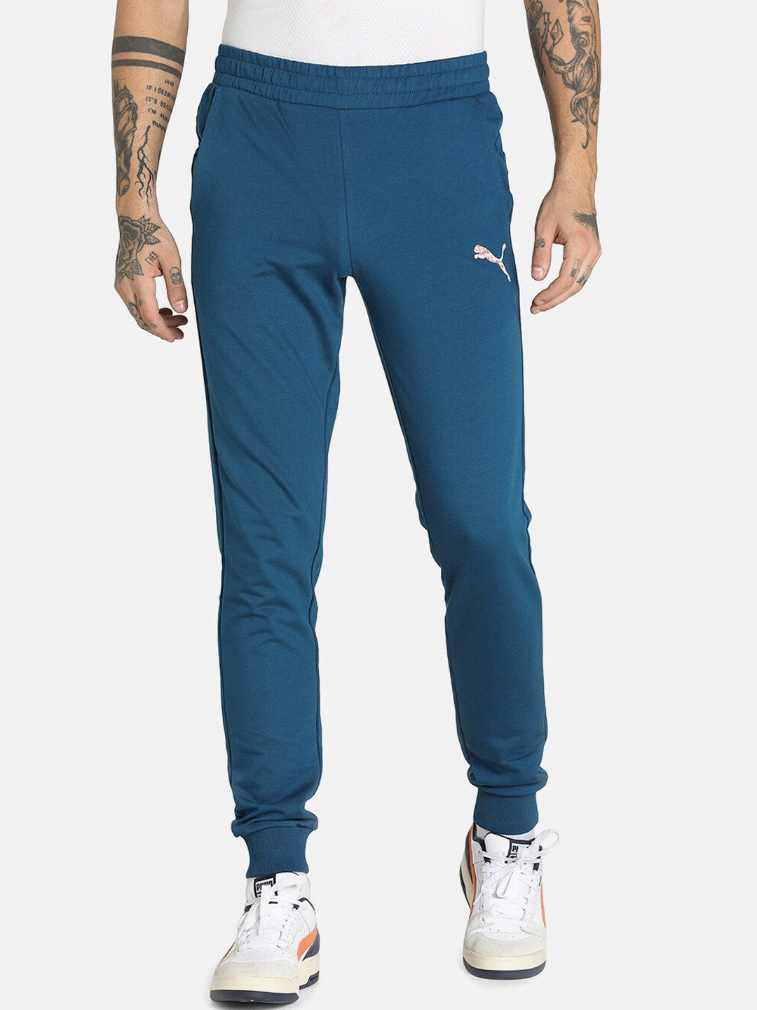 

Puma Men Blue Patterned Logo Cotton Track Pant