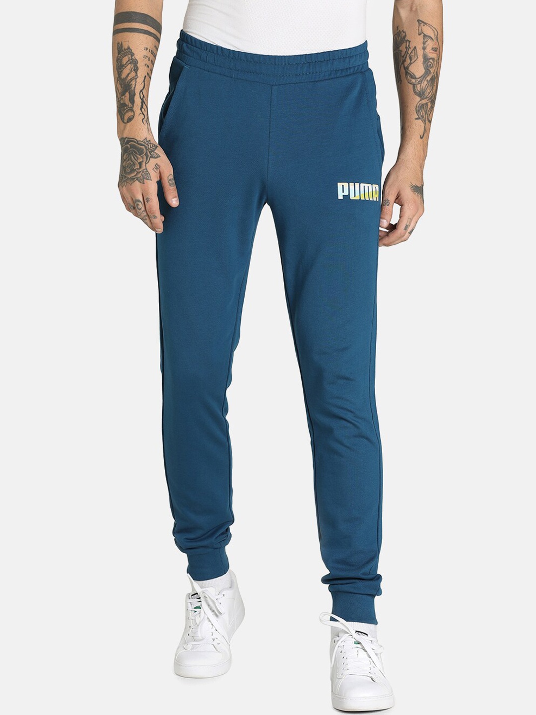 

Puma Men Blue Wavy Logo Cotton Track Pant