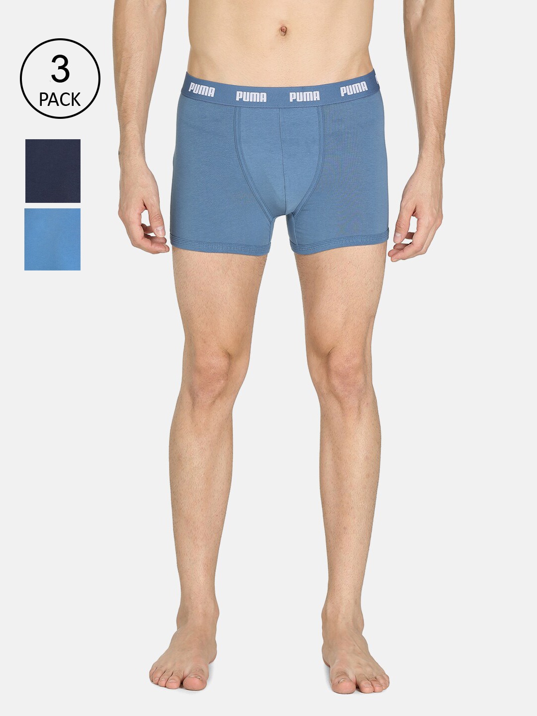 

Puma Men Pack of 3 Stretch Plain Trunk, Blue