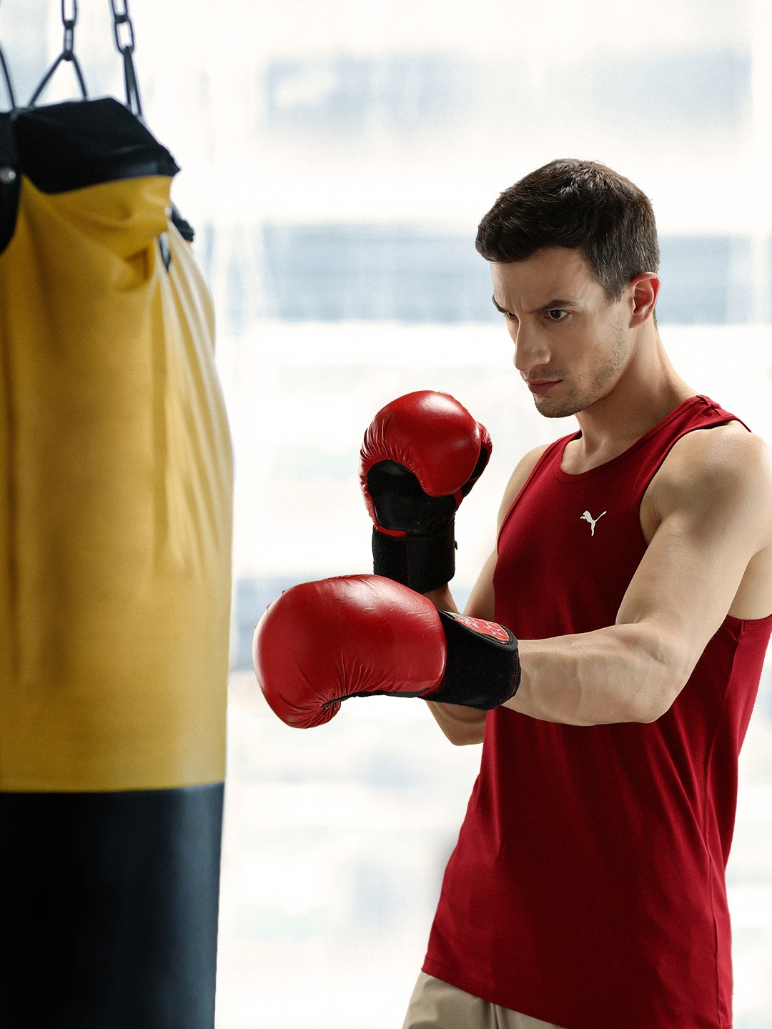 

Puma Solid Cotton Innerwear Vest, Red